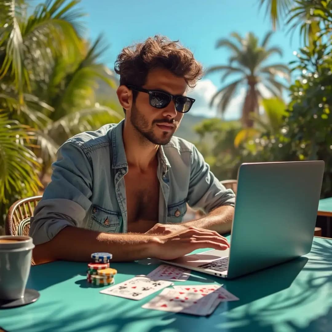 Digital Nomad Poker Player